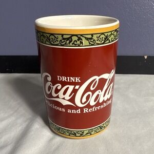 Coca-Cola Advertising Ceramic Cup Red "Delicious and Refreshing" 5¢ Logo